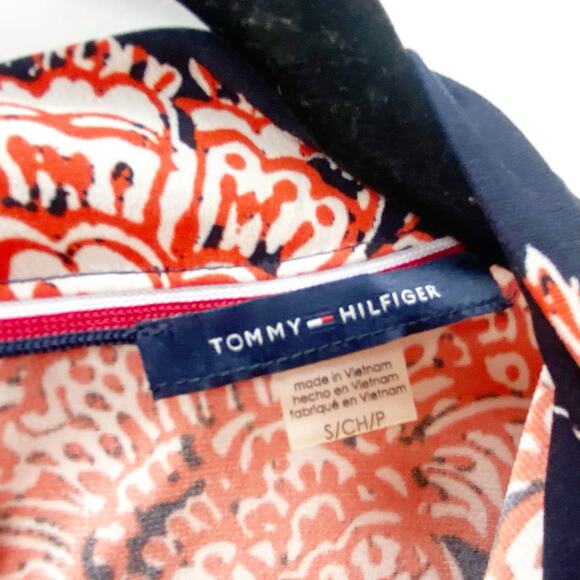 2/$30 Tommy Hilfiger Small Womens Blue/Orange Floral Sleeveless Blouse - Picture 6 of 10